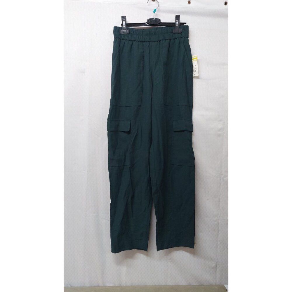 NWT A New Day Women's XS Dark Green Cargo Pants Pull On Elastic Waist High Rise